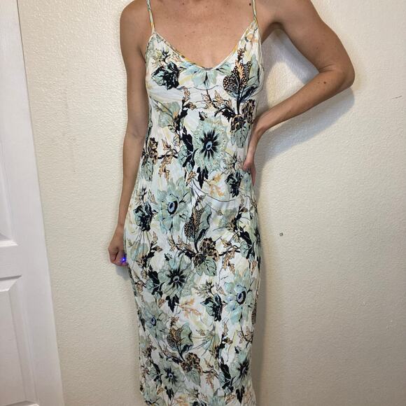 Vintage Diane Von Furstenburg Floral Midi Slip Dress Size 4 - Picture 3 of 8